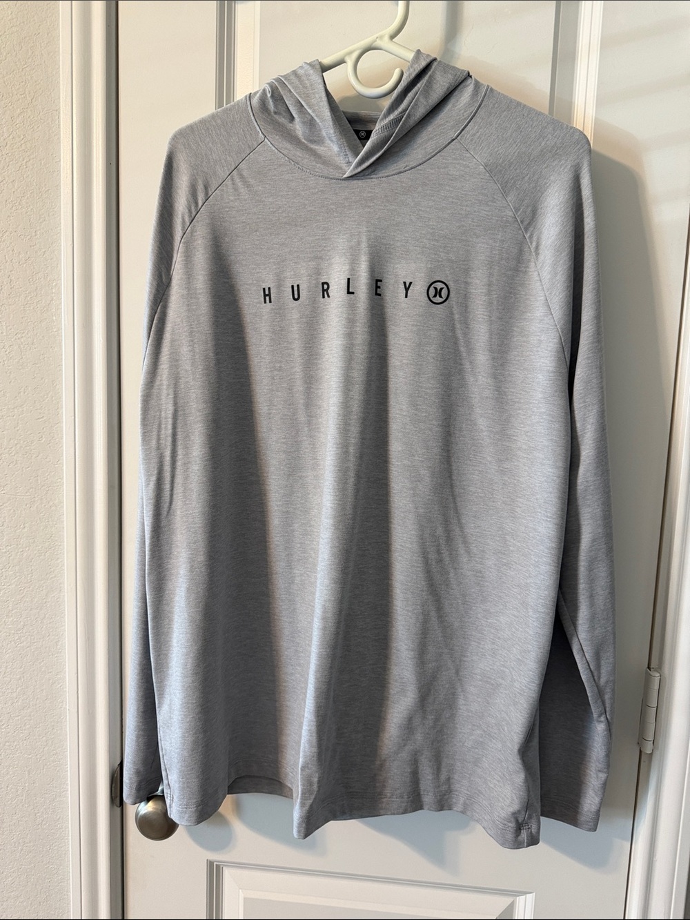 Hurley Men’s Light Gray Hooded Long-Sleeve Shirt